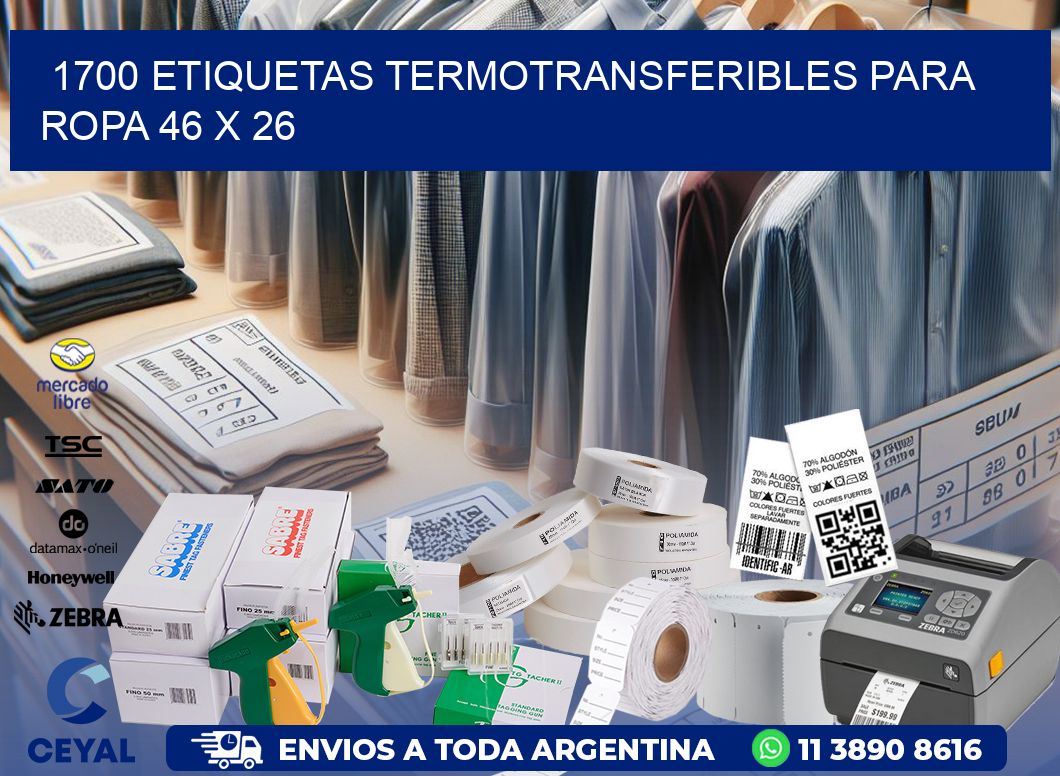 1700 ETIQUETAS TERMOTRANSFERIBLES PARA ROPA 46 x 26