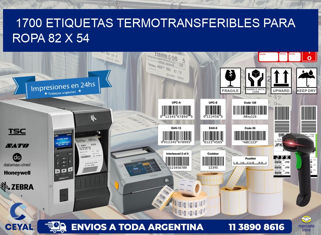 1700 ETIQUETAS TERMOTRANSFERIBLES PARA ROPA 82 x 54