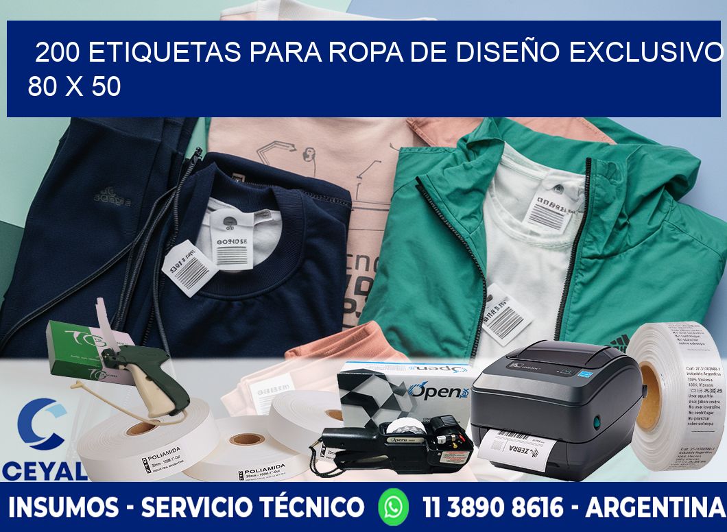 200 ETIQUETAS PARA ROPA DE DISEÑO EXCLUSIVO 80 x 50