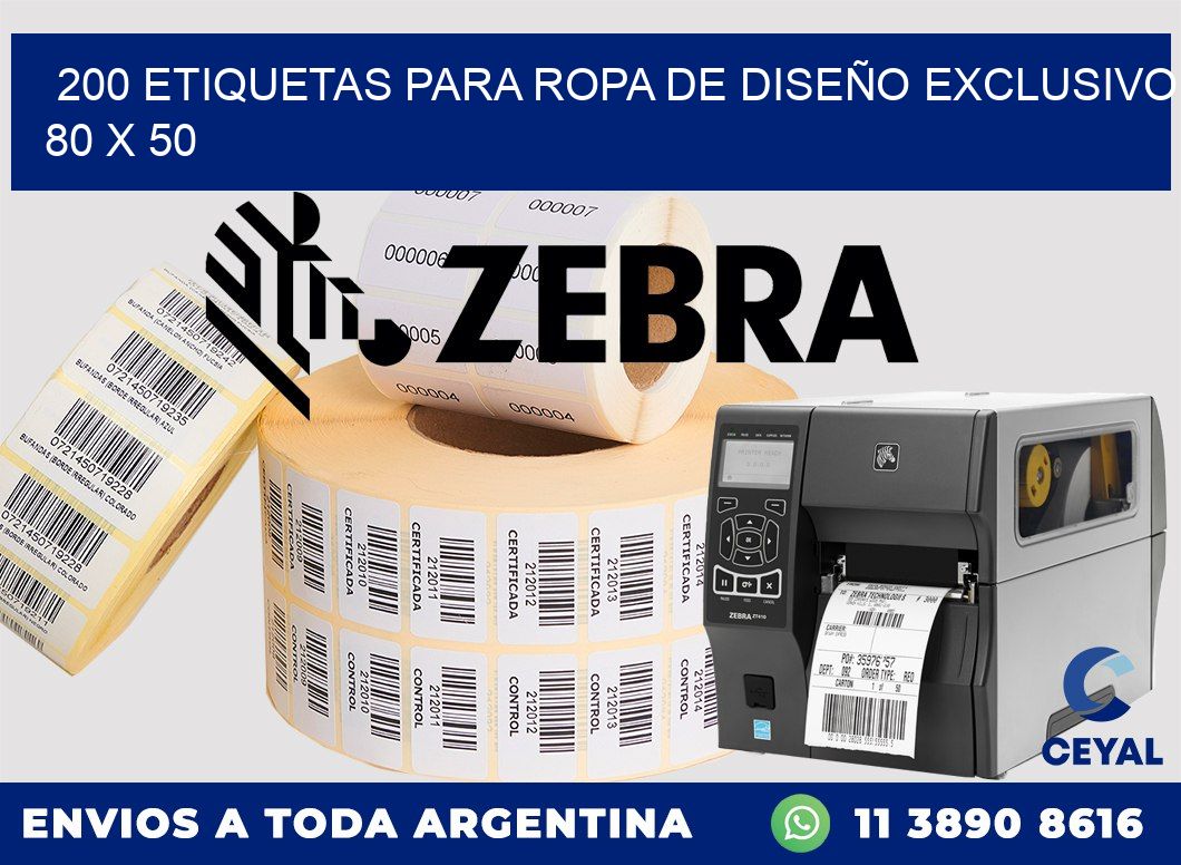 200 ETIQUETAS PARA ROPA DE DISEÑO EXCLUSIVO 80 x 50