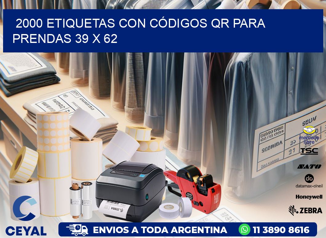 2000 ETIQUETAS CON CÓDIGOS QR PARA PRENDAS 39 x 62