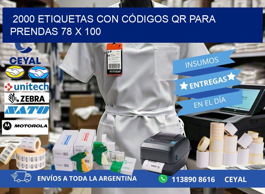 2000 ETIQUETAS CON CÓDIGOS QR PARA PRENDAS 78 x 100