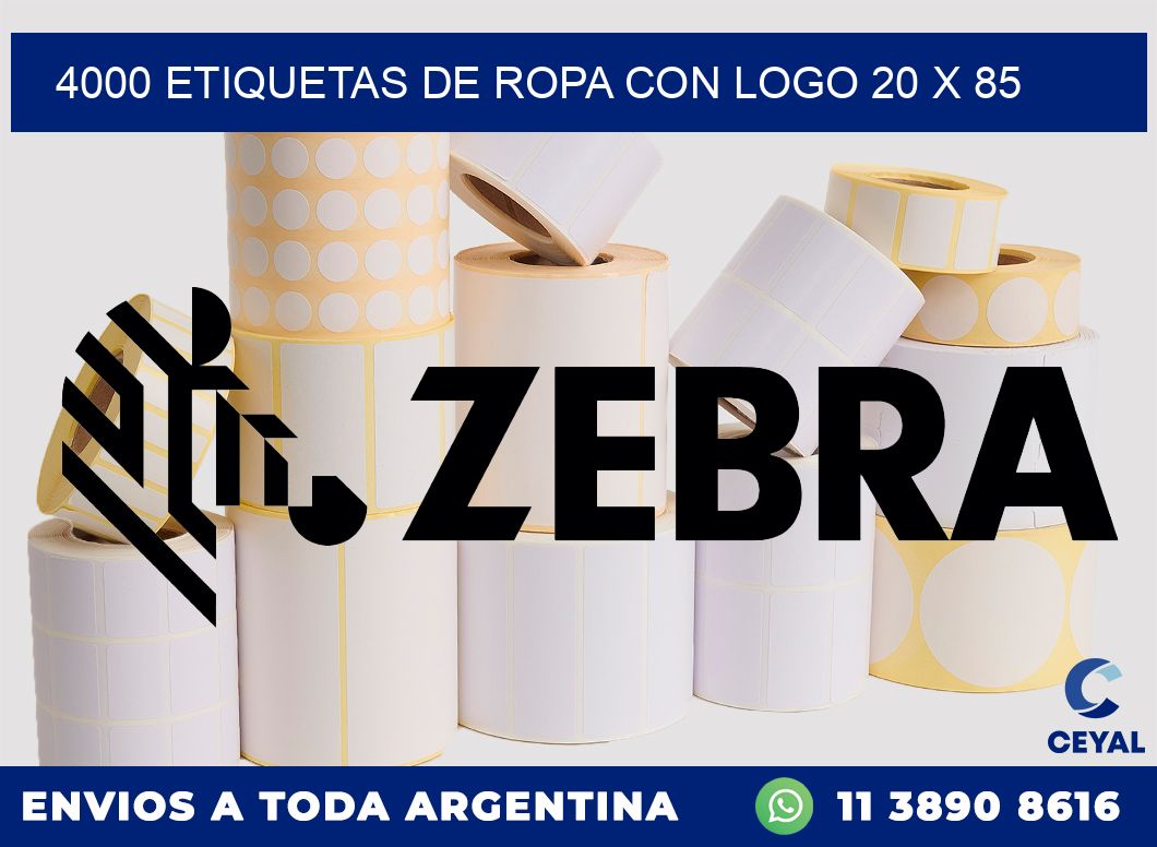 4000 ETIQUETAS DE ROPA CON LOGO 20 x 85