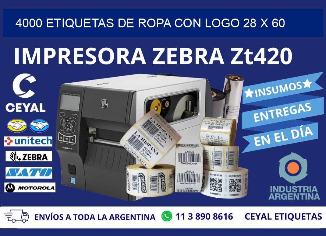 4000 ETIQUETAS DE ROPA CON LOGO 28 x 60