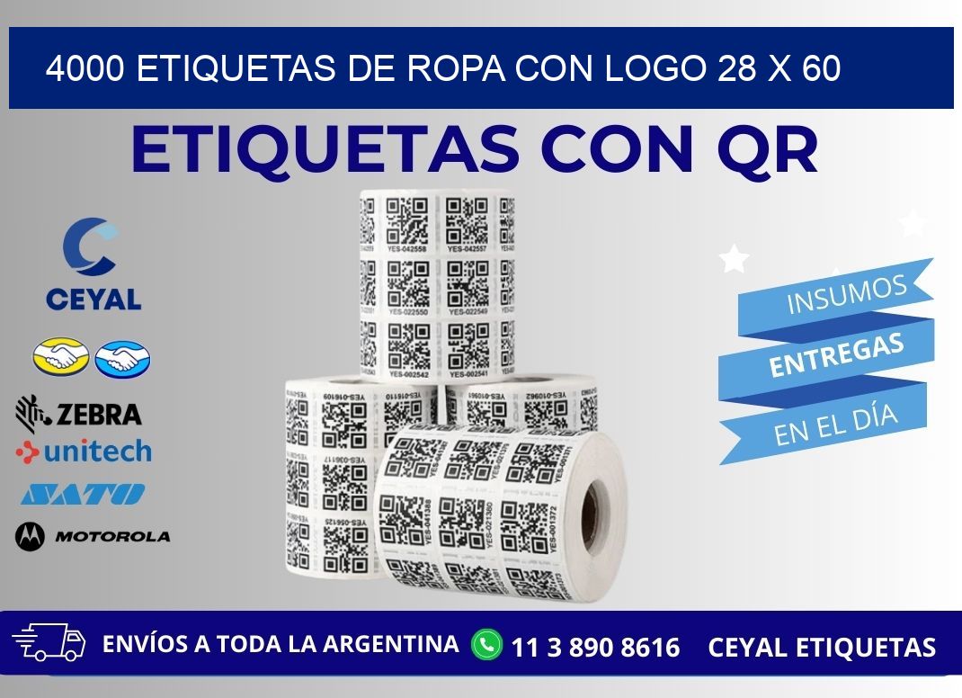 4000 ETIQUETAS DE ROPA CON LOGO 28 x 60