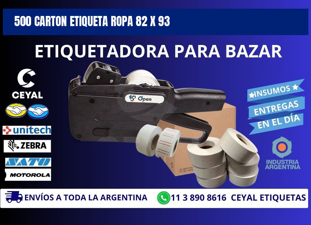 500 CARTON ETIQUETA ROPA 82 x 93
