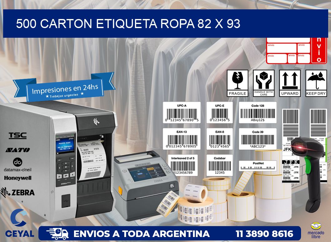 500 CARTON ETIQUETA ROPA 82 x 93