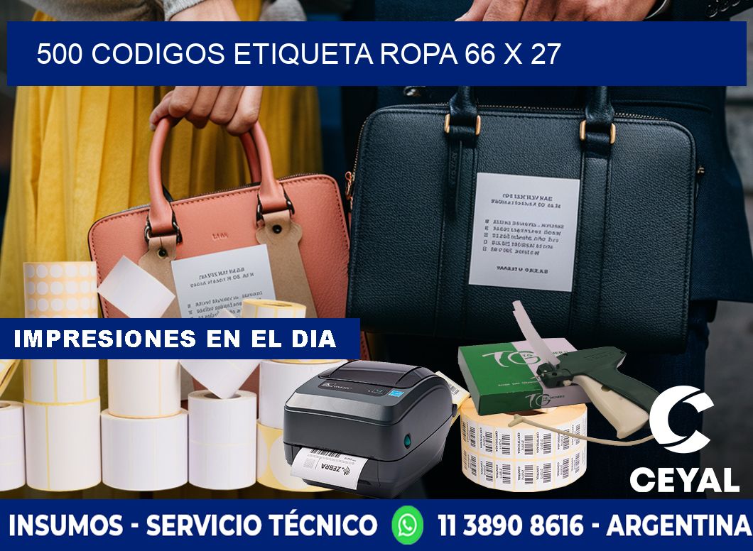 500 CODIGOS ETIQUETA ROPA 66 x 27