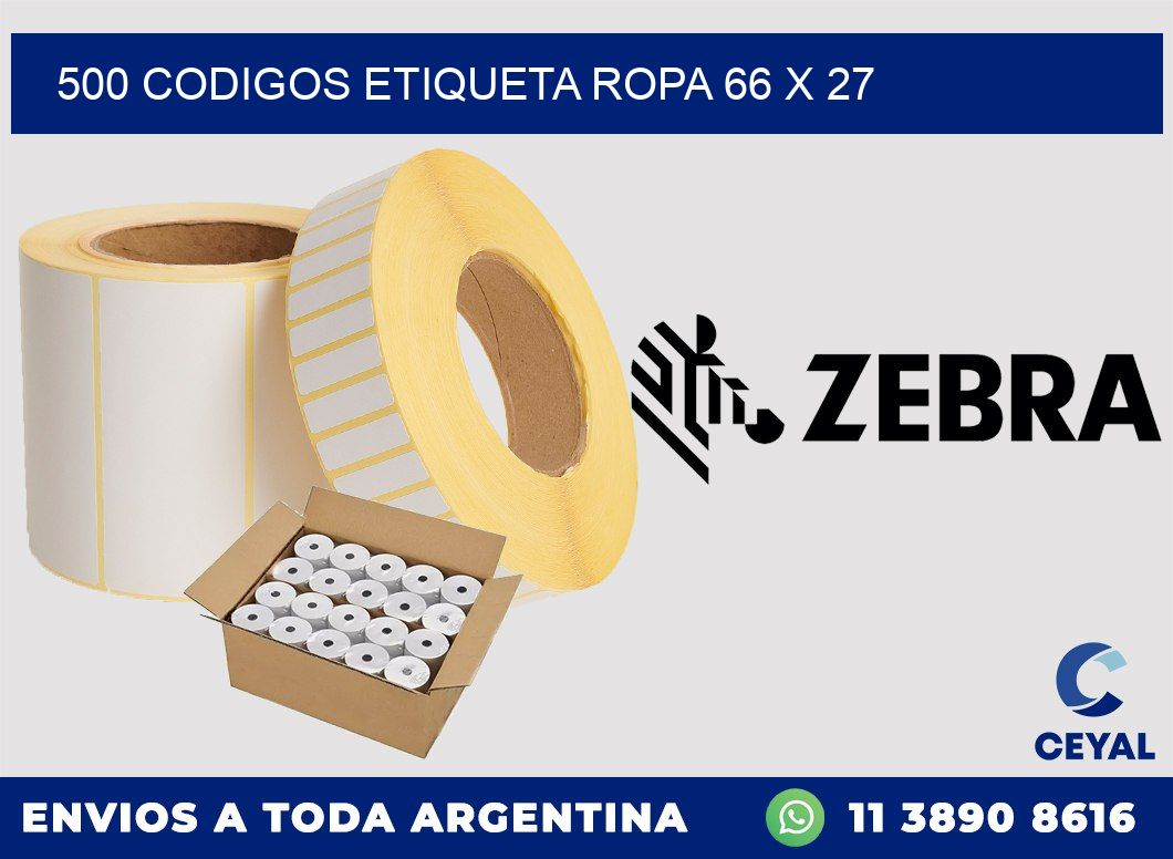 500 CODIGOS ETIQUETA ROPA 66 x 27