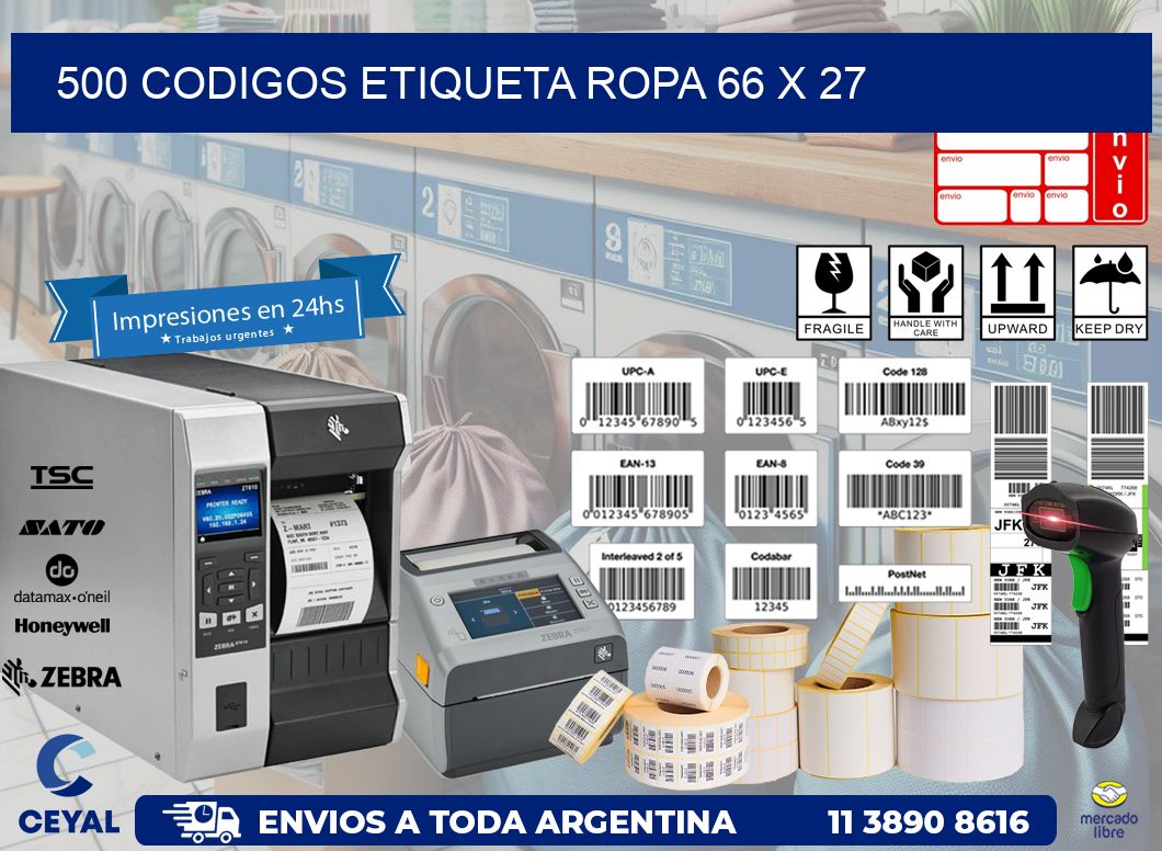 500 CODIGOS ETIQUETA ROPA 66 x 27