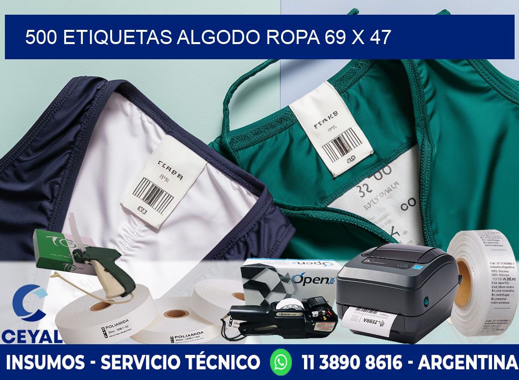 500 ETIQUETAS ALGODO ROPA 69 x 47