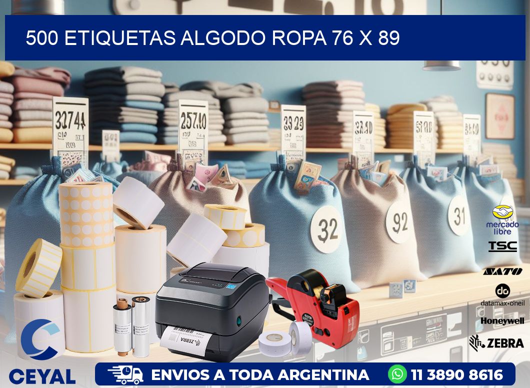 500 ETIQUETAS ALGODO ROPA 76 x 89