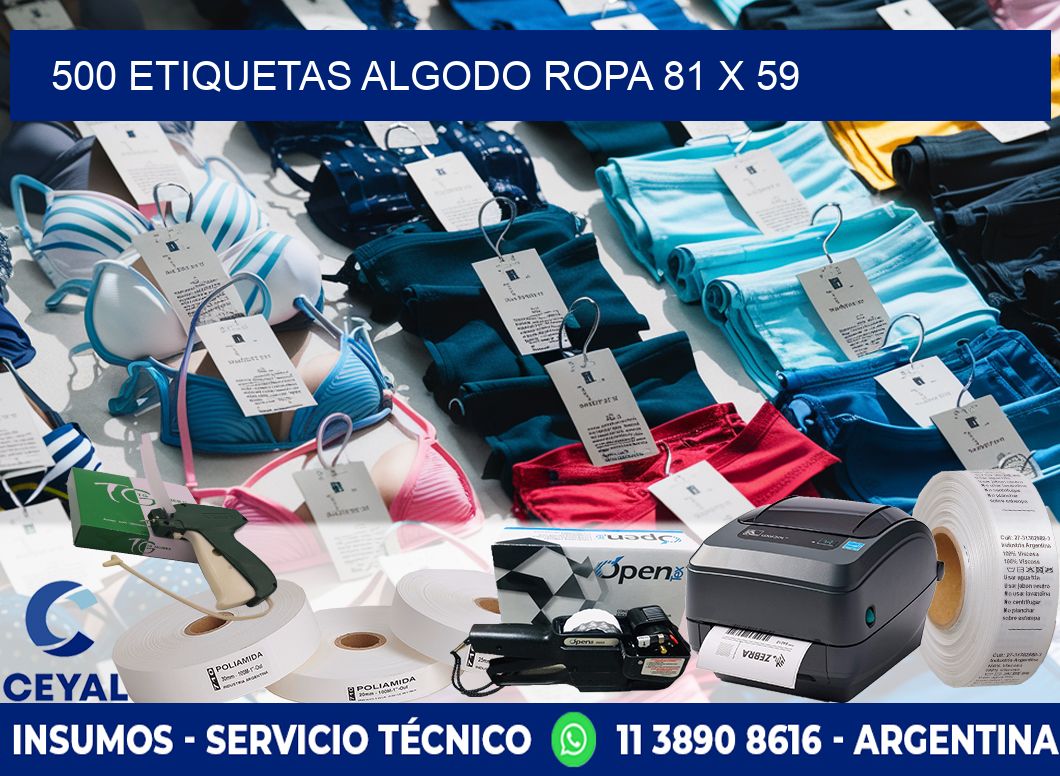 500 ETIQUETAS ALGODO ROPA 81 x 59