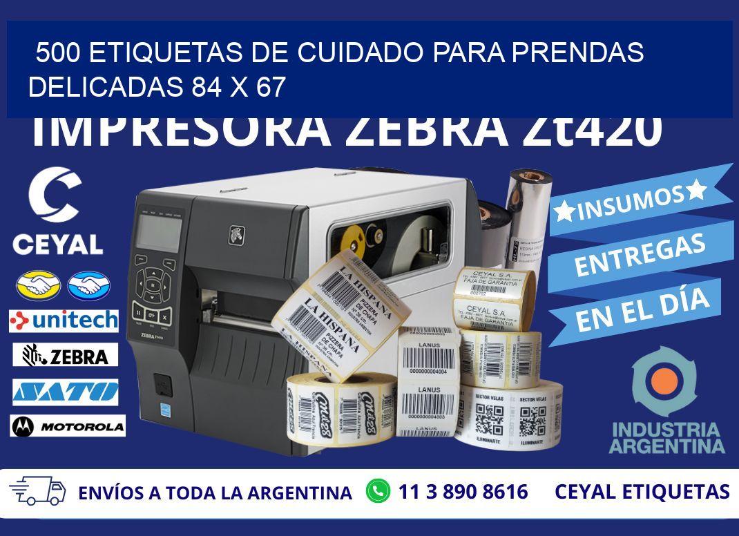 500 ETIQUETAS DE CUIDADO PARA PRENDAS DELICADAS 84 x 67