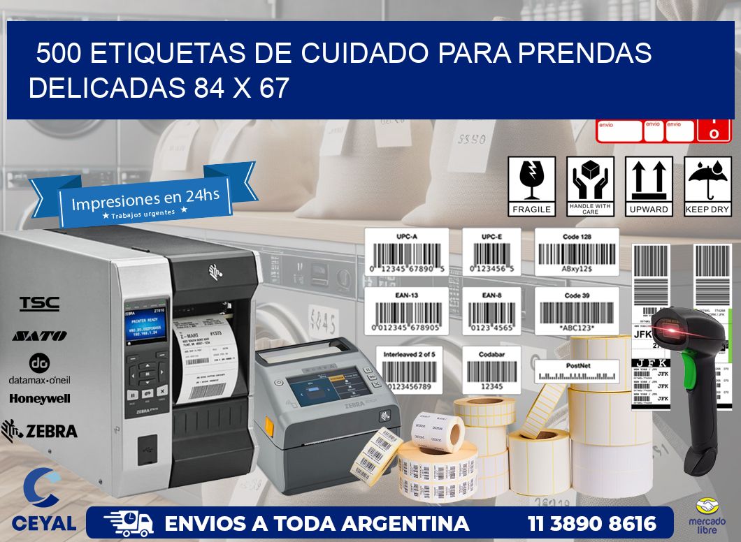500 ETIQUETAS DE CUIDADO PARA PRENDAS DELICADAS 84 x 67