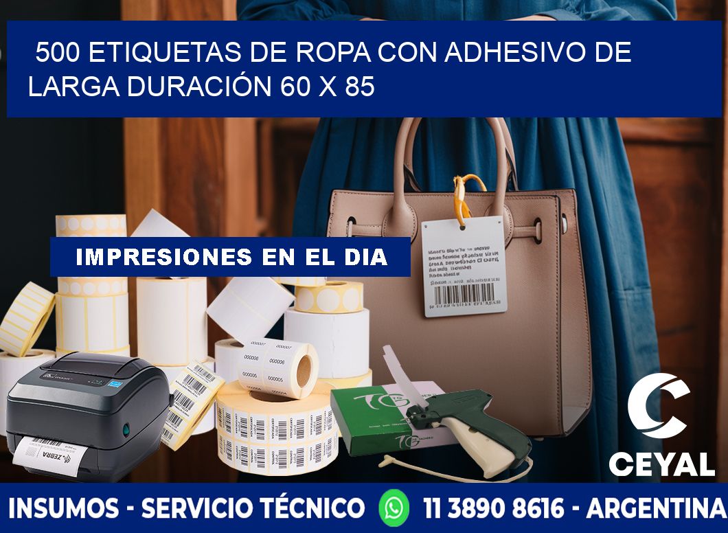 500 ETIQUETAS DE ROPA CON ADHESIVO DE LARGA DURACIÓN 60 x 85