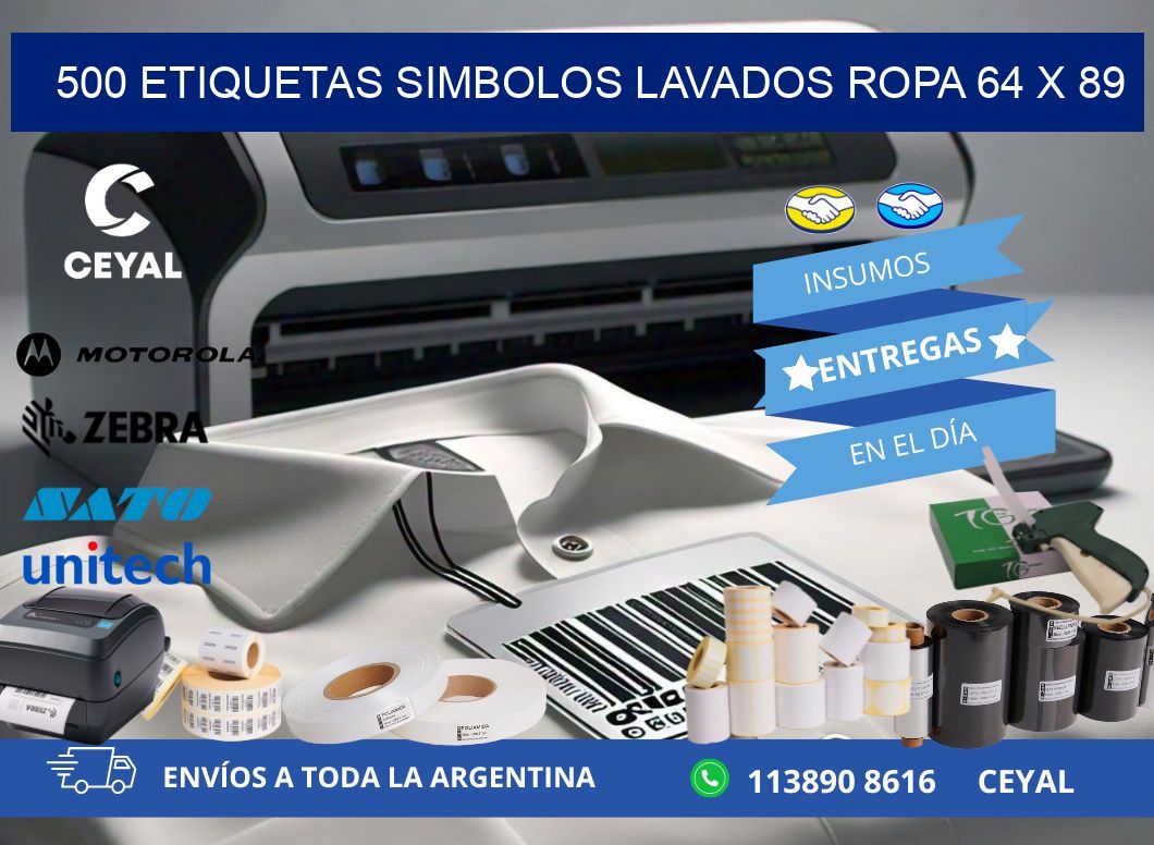 500 ETIQUETAS SIMBOLOS LAVADOS ROPA 64 x 89