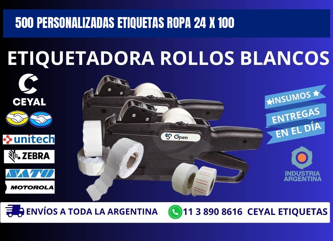 500 PERSONALIZADAS ETIQUETAS ROPA 24 x 100