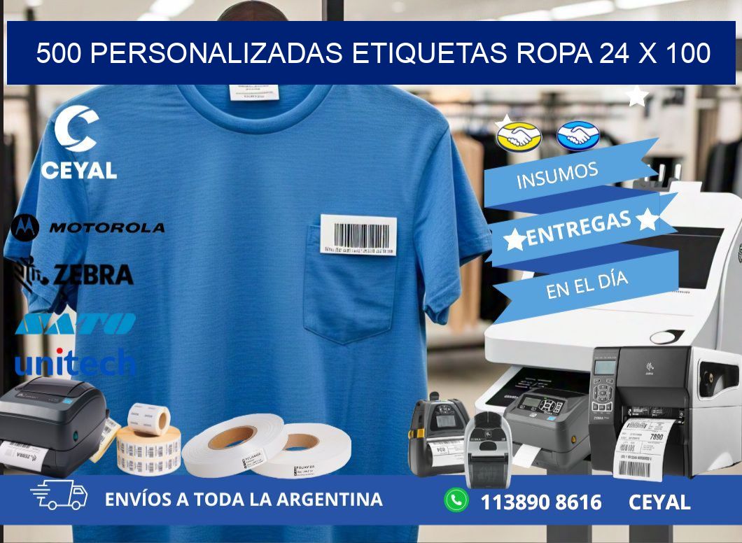 500 PERSONALIZADAS ETIQUETAS ROPA 24 x 100