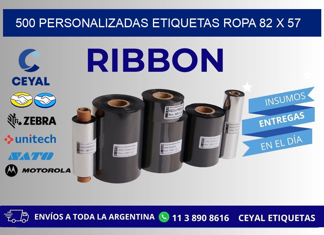 500 PERSONALIZADAS ETIQUETAS ROPA 82 x 57