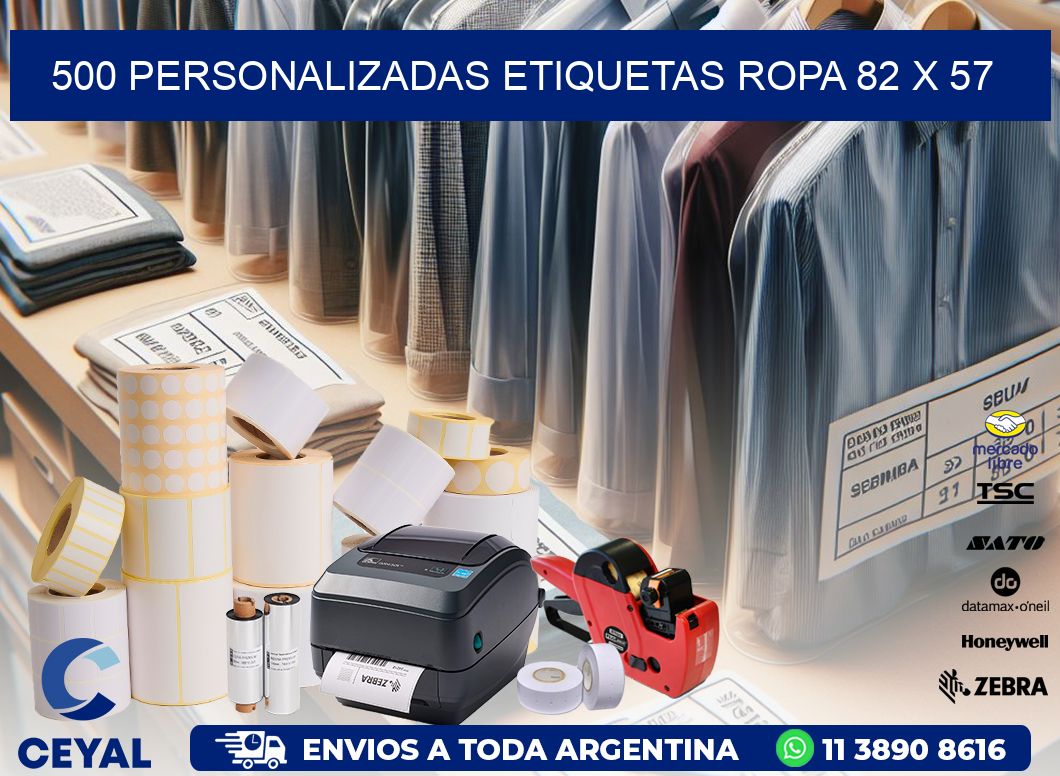 500 PERSONALIZADAS ETIQUETAS ROPA 82 x 57