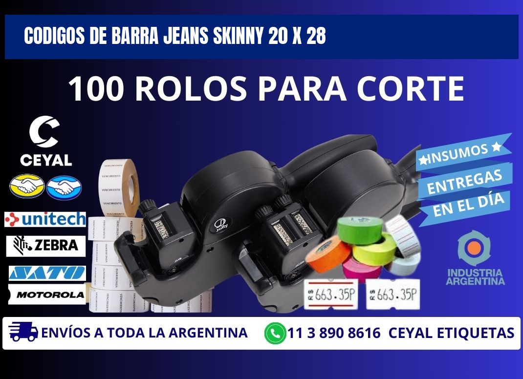 CODIGOS DE BARRA JEANS SKINNY 20 x 28