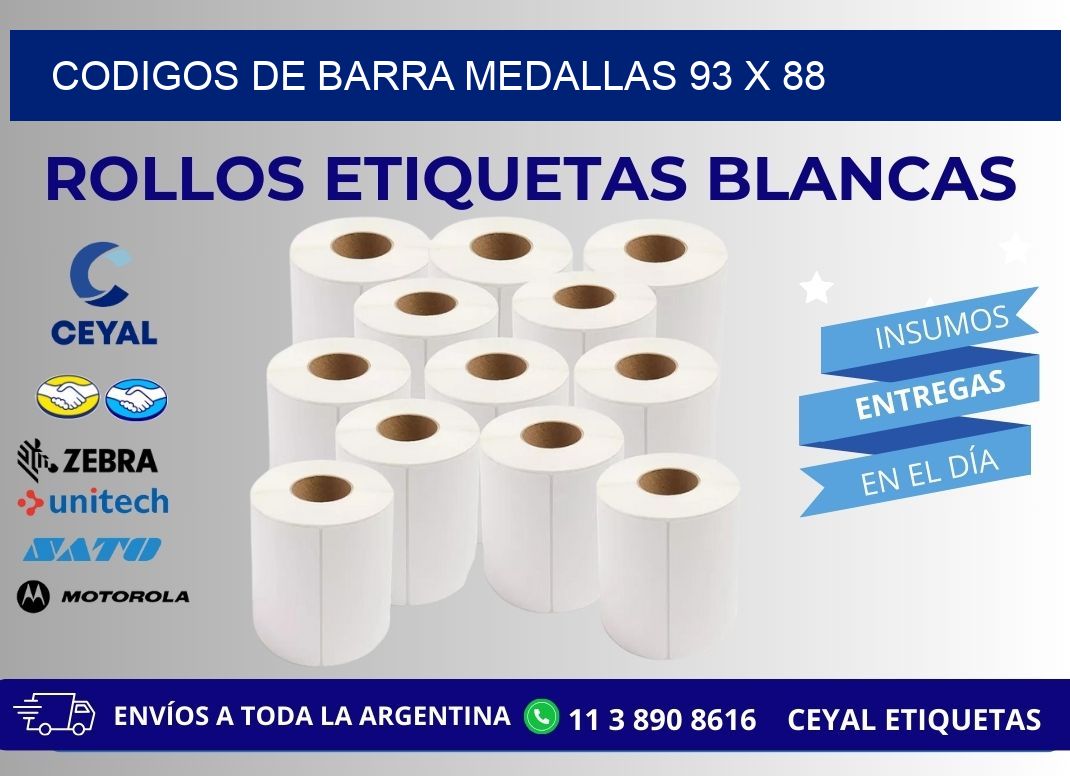 CODIGOS DE BARRA MEDALLAS 93 x 88