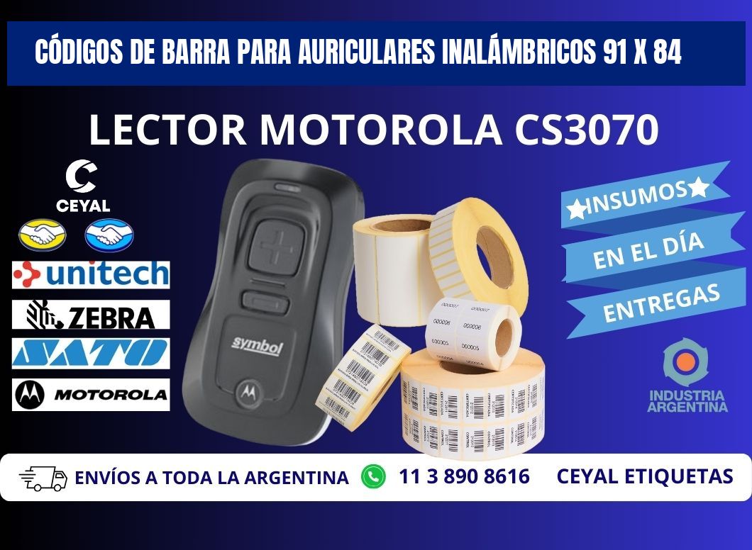 CÓDIGOS DE BARRA PARA AURICULARES INALÁMBRICOS 91 x 84