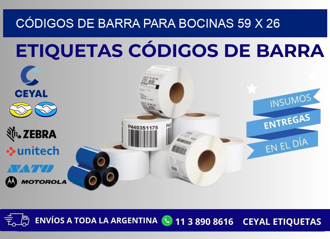 CÓDIGOS DE BARRA PARA BOCINAS 59 x 26