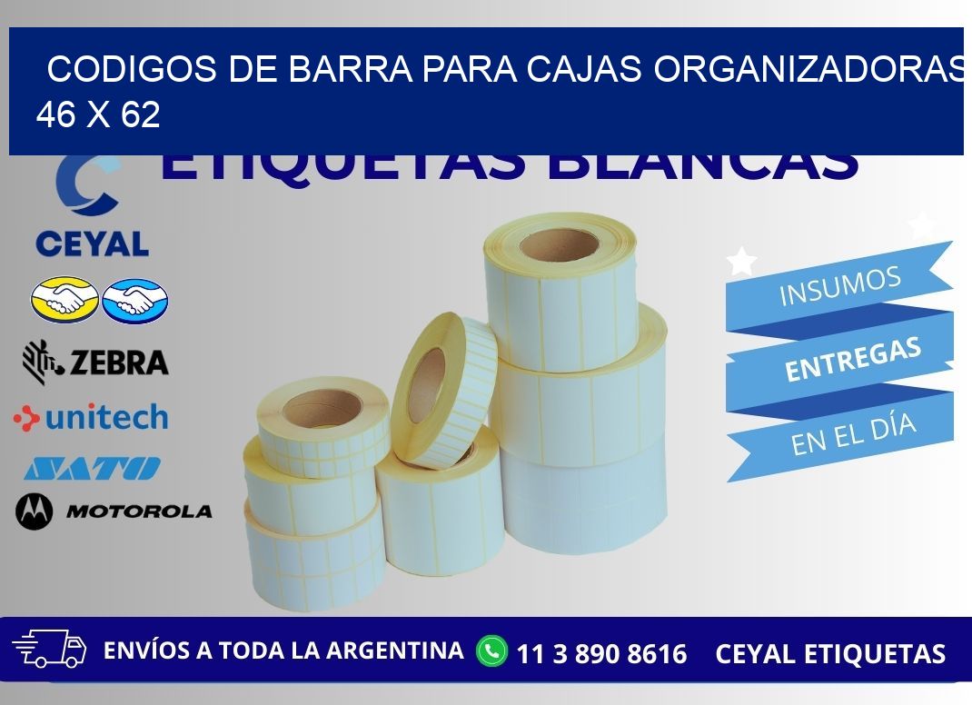 CODIGOS DE BARRA PARA CAJAS ORGANIZADORAS 46 x 62