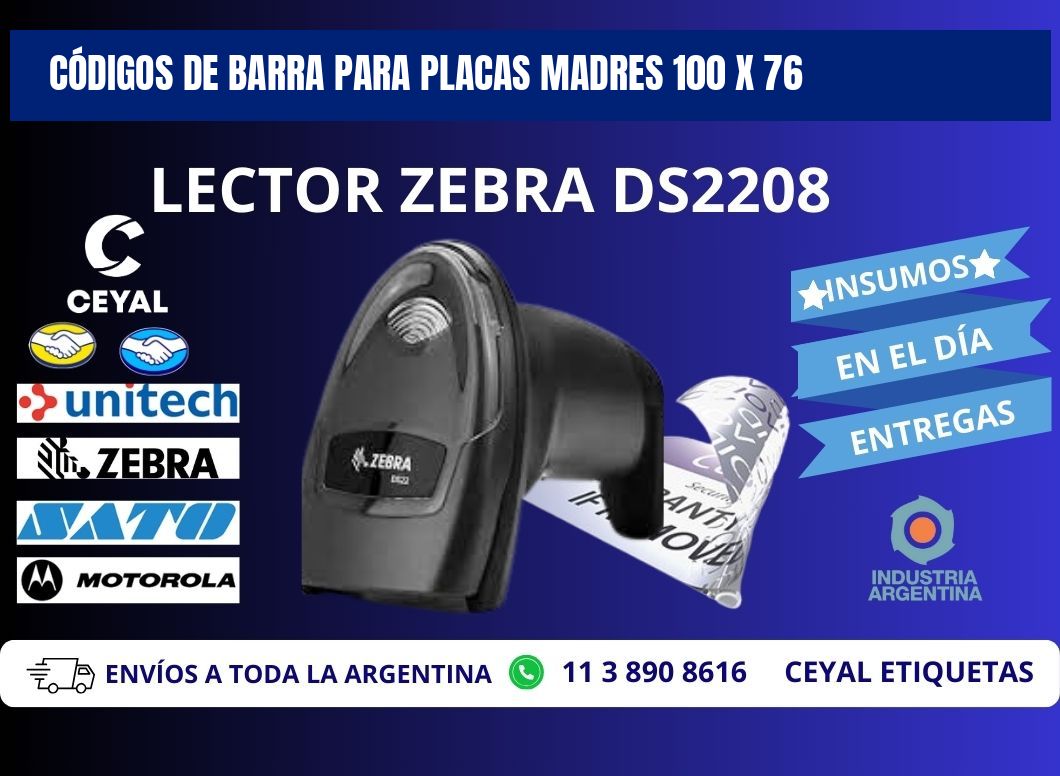 CÓDIGOS DE BARRA PARA PLACAS MADRES 100 x 76