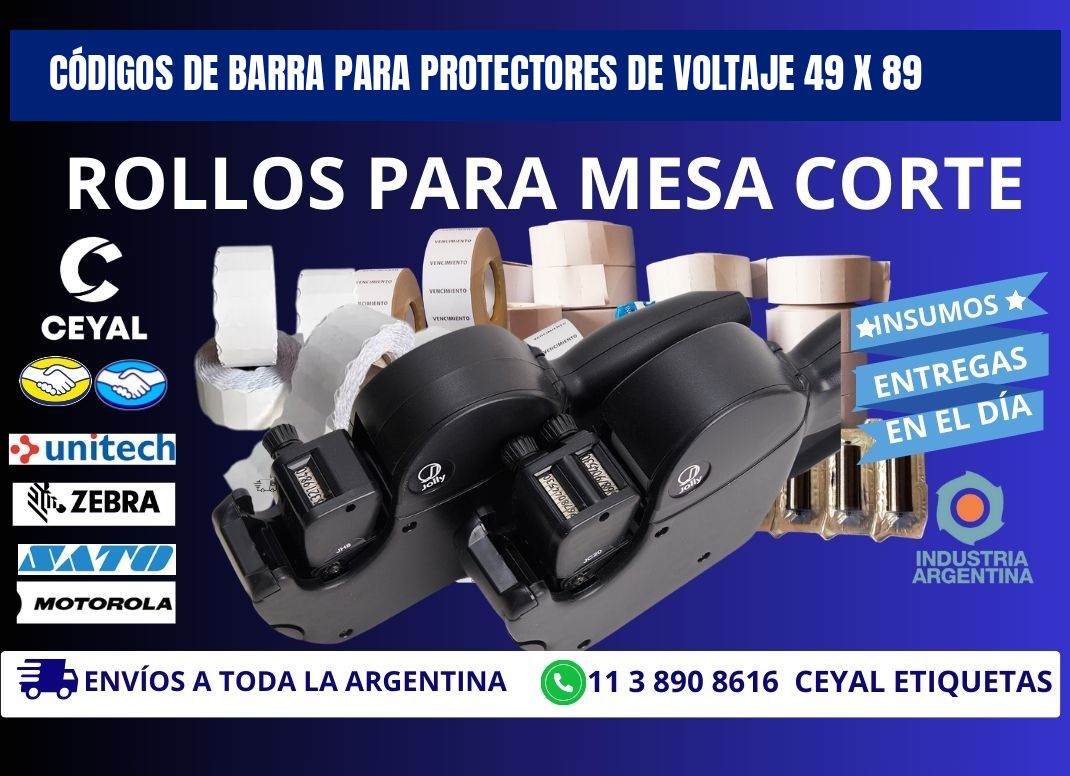 CÓDIGOS DE BARRA PARA PROTECTORES DE VOLTAJE 49 x 89