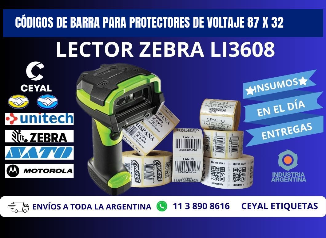 CÓDIGOS DE BARRA PARA PROTECTORES DE VOLTAJE 87 x 32