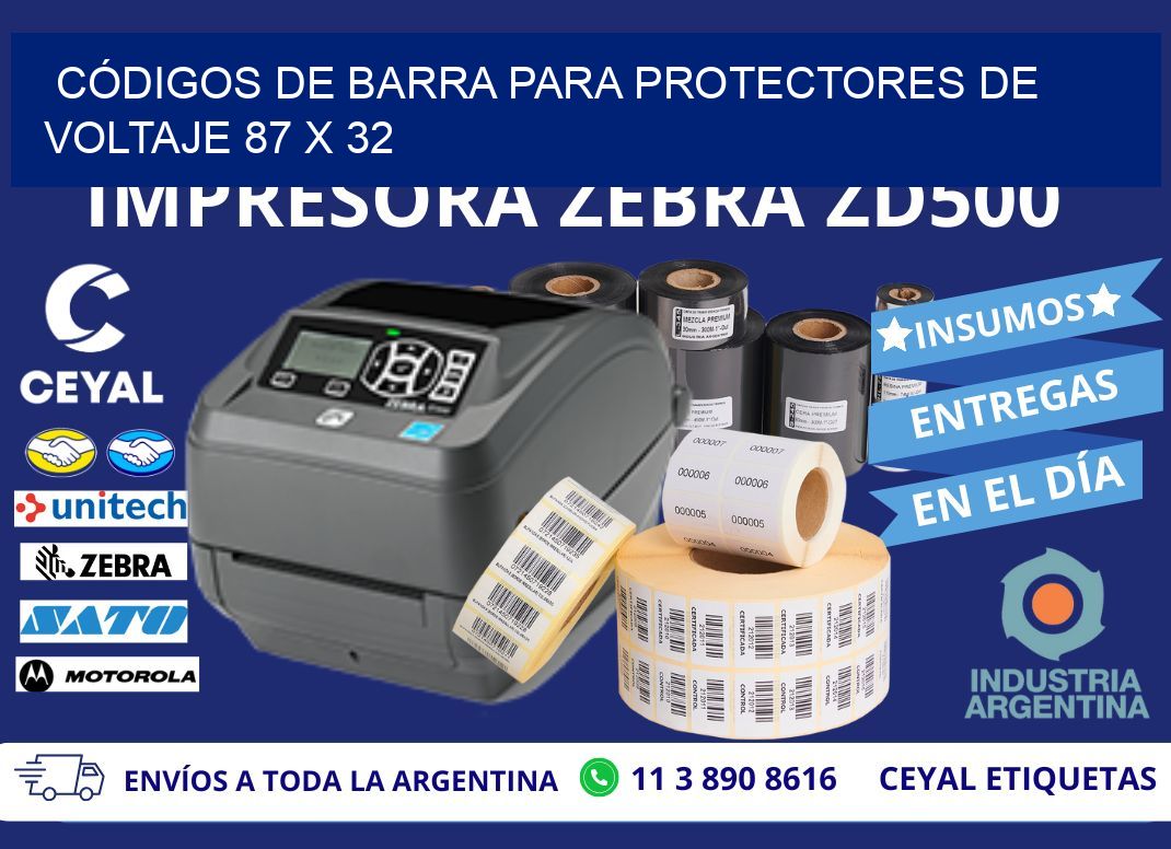 CÓDIGOS DE BARRA PARA PROTECTORES DE VOLTAJE 87 x 32