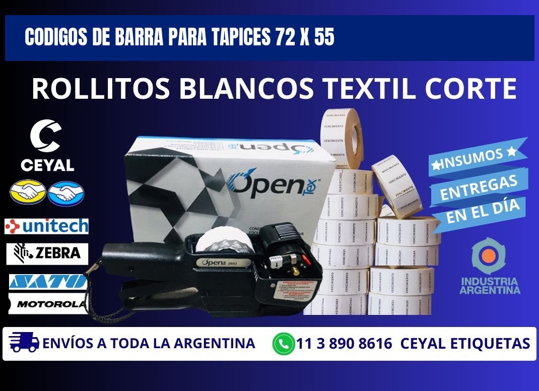 CODIGOS DE BARRA PARA TAPICES 72 x 55