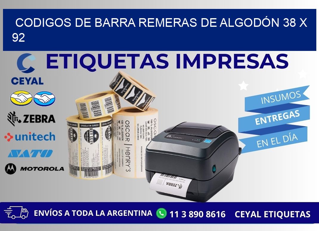 CODIGOS DE BARRA REMERAS DE ALGODÓN 38 x 92