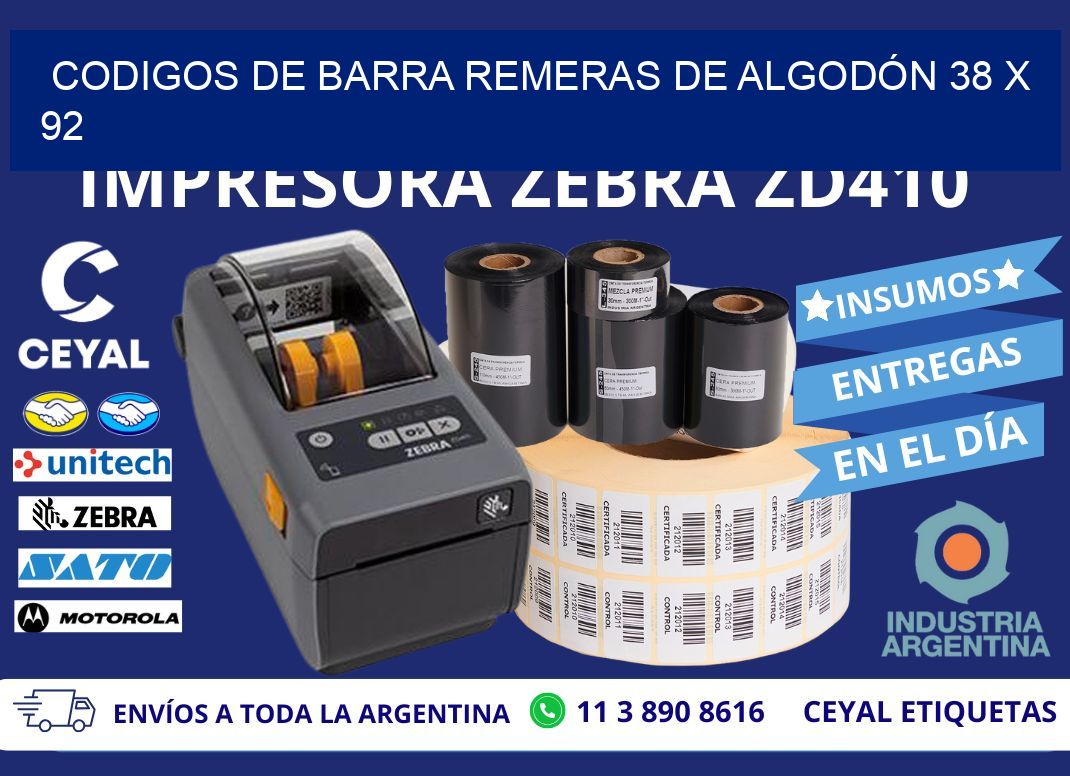 CODIGOS DE BARRA REMERAS DE ALGODÓN 38 x 92