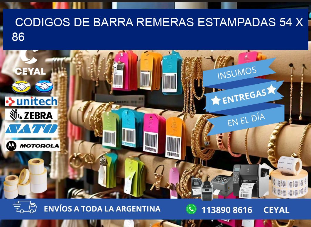 CODIGOS DE BARRA REMERAS ESTAMPADAS 54 x 86