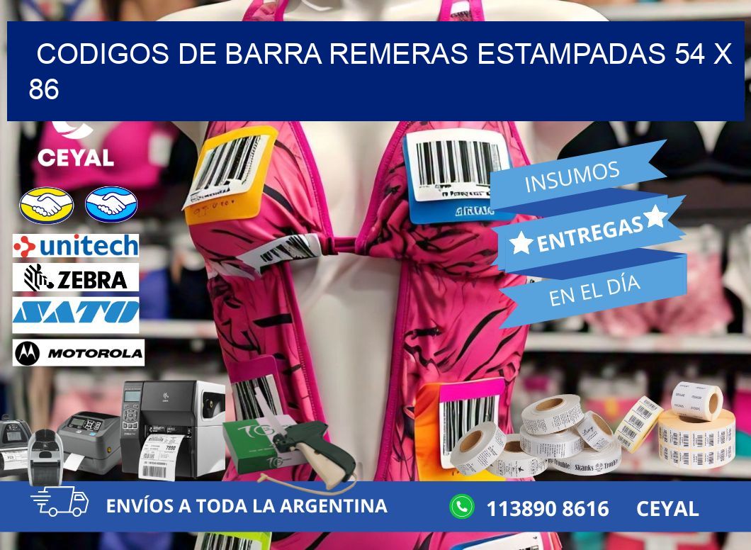 CODIGOS DE BARRA REMERAS ESTAMPADAS 54 x 86