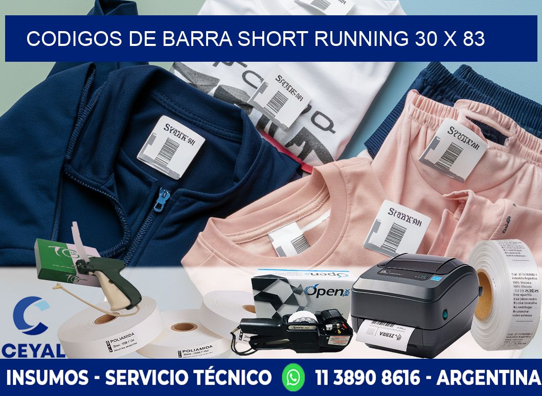 CODIGOS DE BARRA SHORT RUNNING 30 x 83