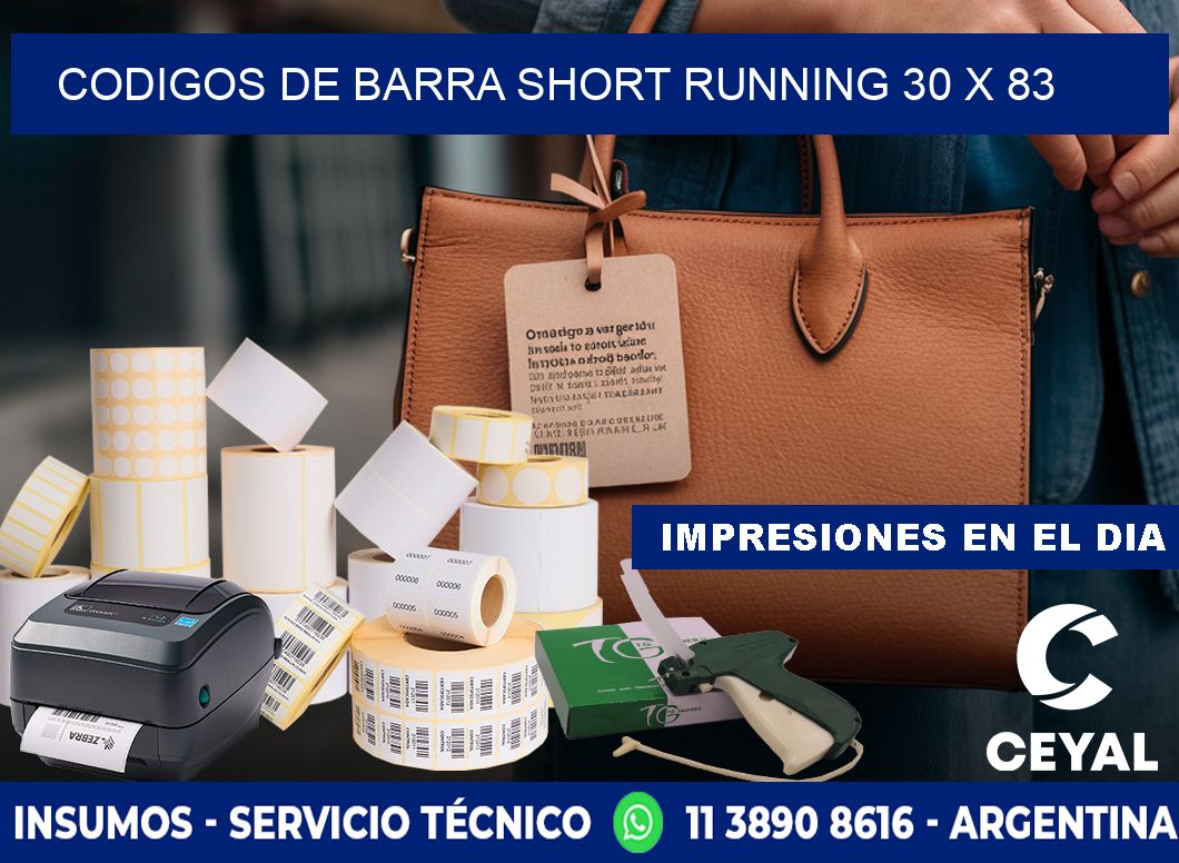 CODIGOS DE BARRA SHORT RUNNING 30 x 83