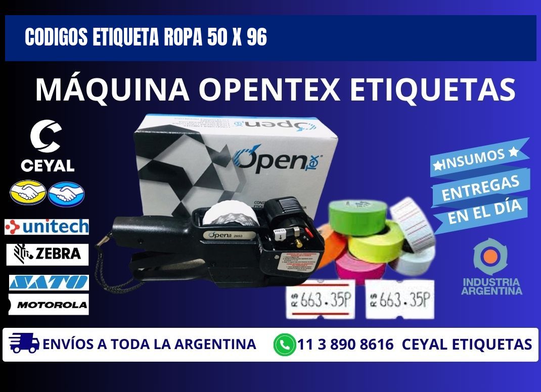 CODIGOS ETIQUETA ROPA 50 x 96