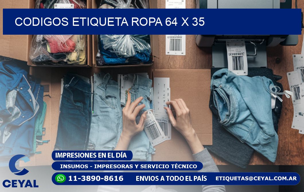 CODIGOS ETIQUETA ROPA 64 x 35