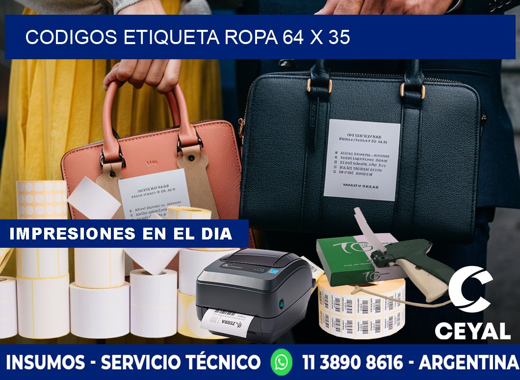 CODIGOS ETIQUETA ROPA 64 x 35