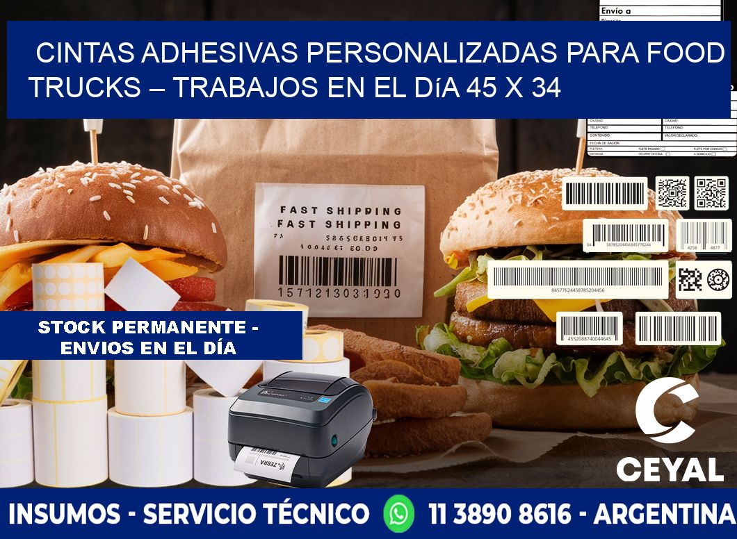 Cintas adhesivas personalizadas para food trucks – Trabajos en el día 45 x 34