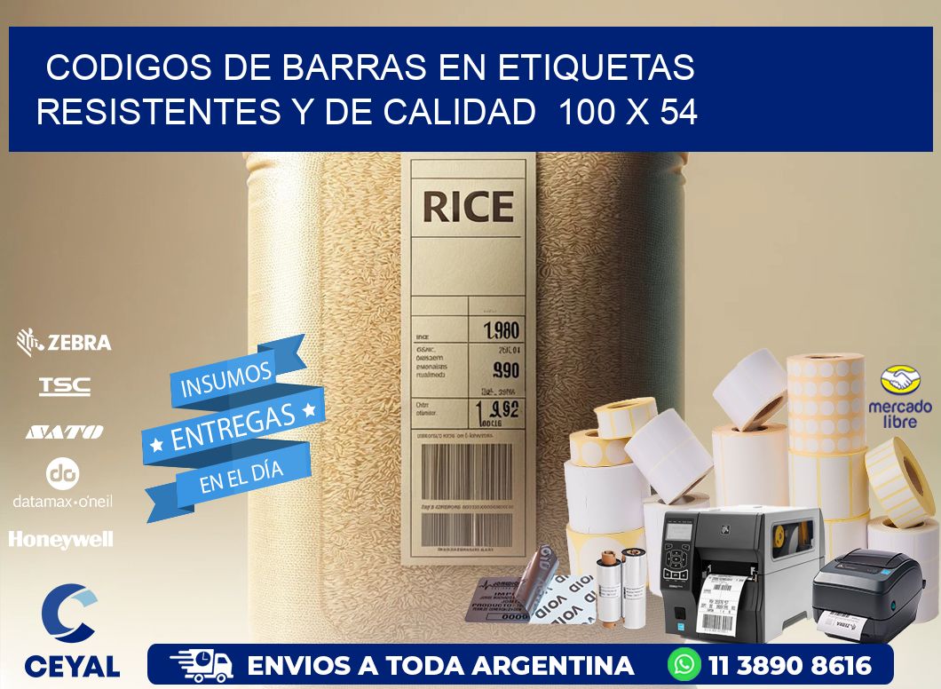 Codigos de Barras en Etiquetas Resistentes y de Calidad  100 x 54