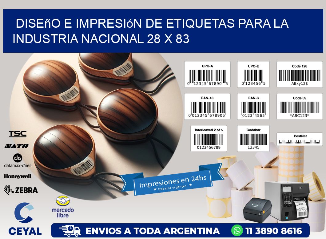 Diseño e Impresión de Etiquetas para la Industria Nacional 28 x 83