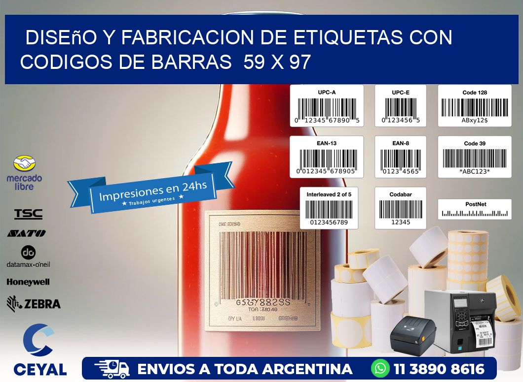 Diseño y Fabricacion de Etiquetas con Codigos de Barras  59 x 97