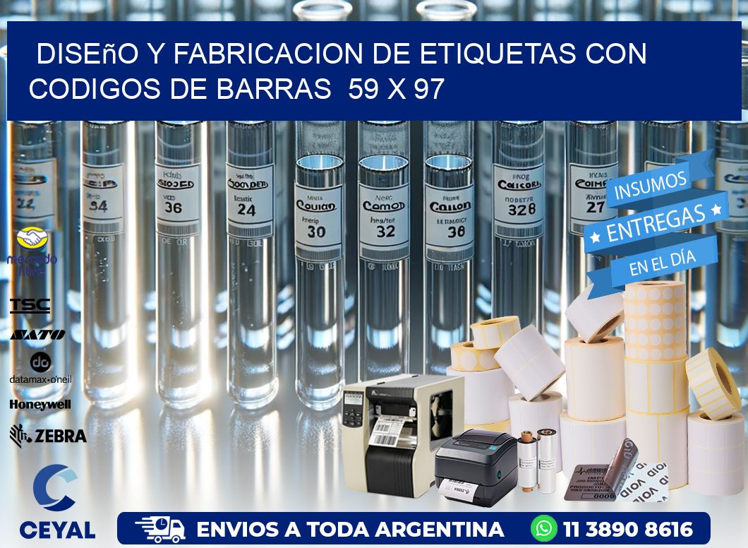 Diseño y Fabricacion de Etiquetas con Codigos de Barras  59 x 97