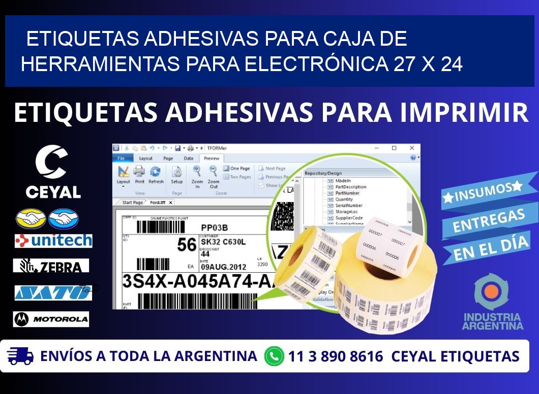 ETIQUETAS ADHESIVAS PARA CAJA DE HERRAMIENTAS PARA ELECTRÓNICA 27 x 24